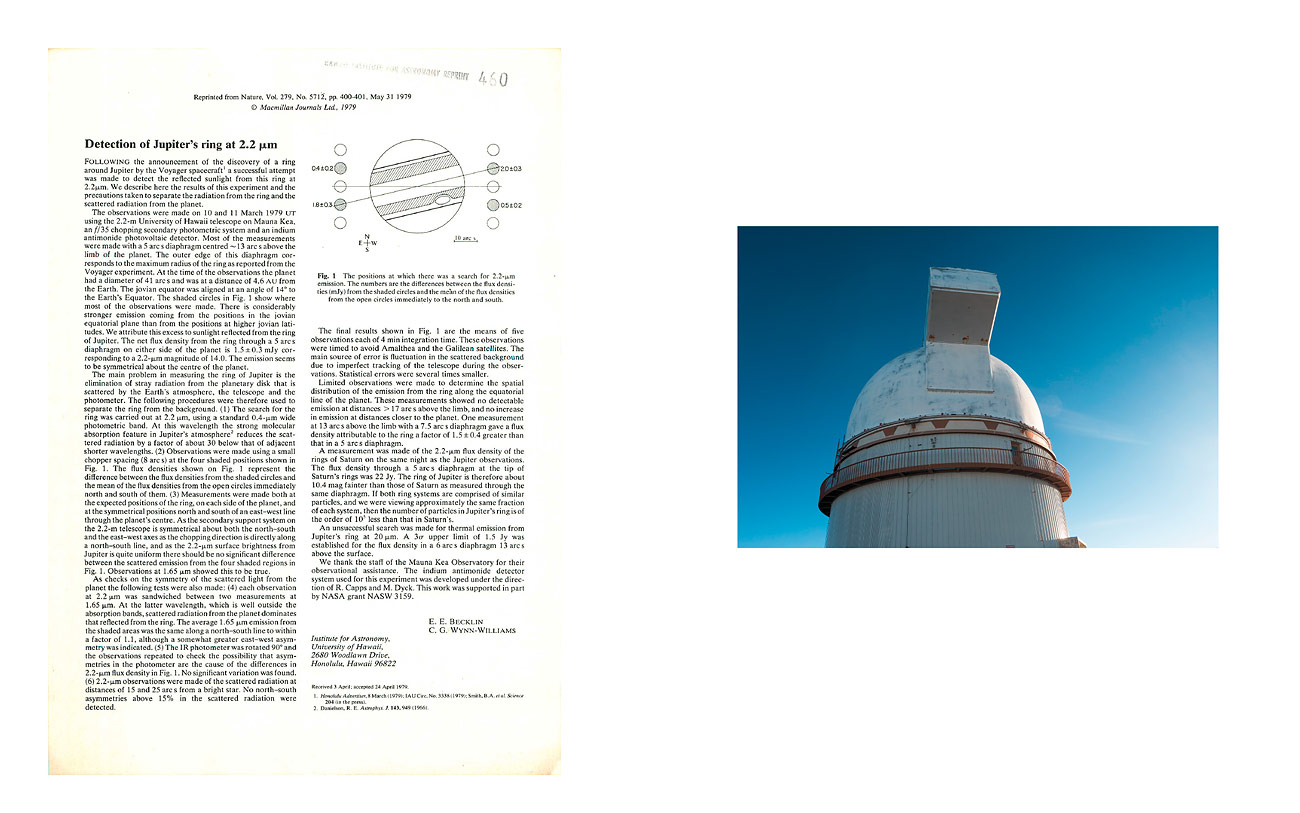 Sterne über Hawaii - Visuelle Bestätigung der von Voyager 1 entdeckten Jupiter Ringe (Nature #279, 1979) | University of Hawaii 2,2m Teleskop