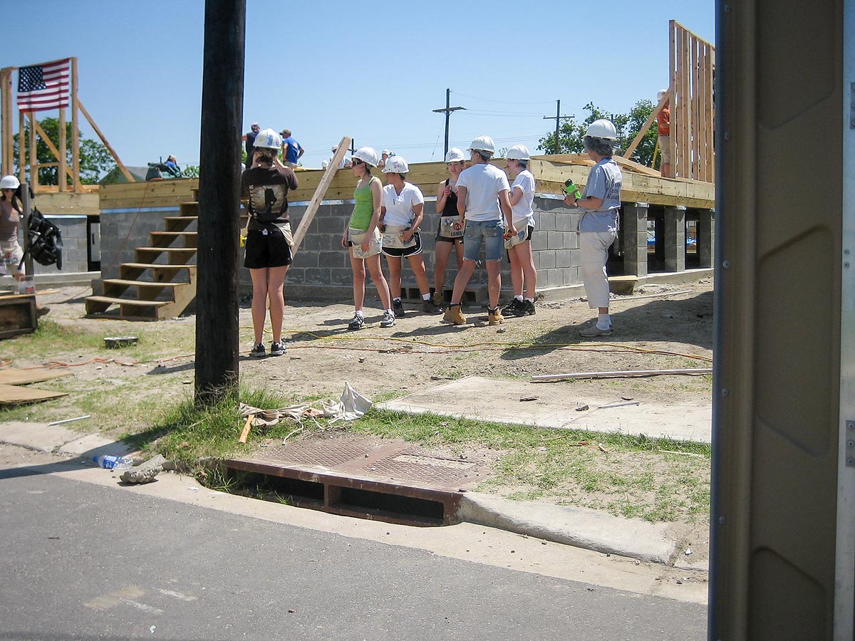 KATRINA - Volunteers working on a site run by Habitat for Humanity.