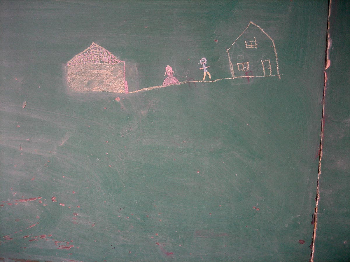 KATRINA - Its all about housing. Board drawing in abandoned school, New Orleans, Louisana.Its all about housing. Board drawing in abandoned school, New Orleans, Louisana.